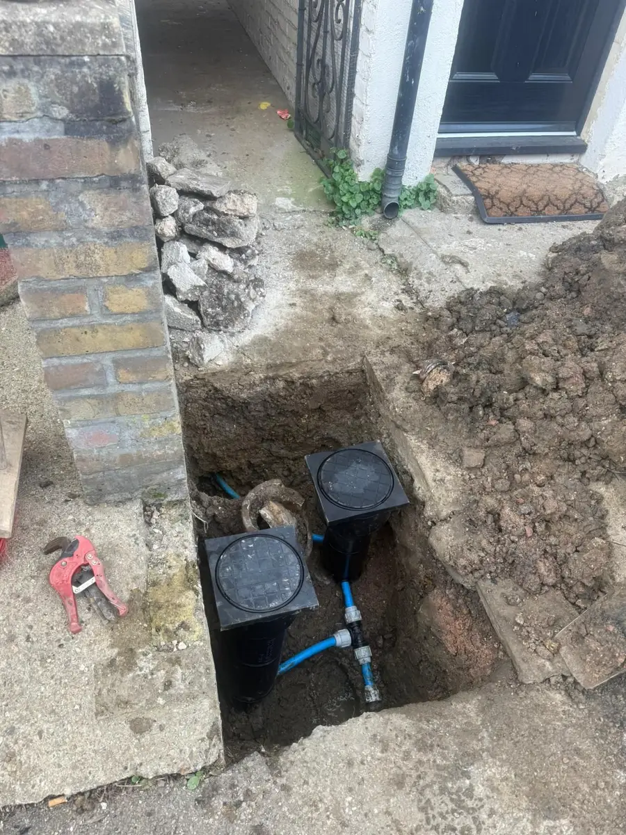 Boundary box installed at the public–private boundary of a property