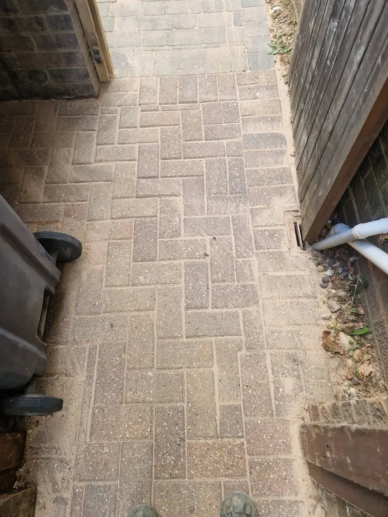 Side path block paving fully reinstated and swept clean on completion