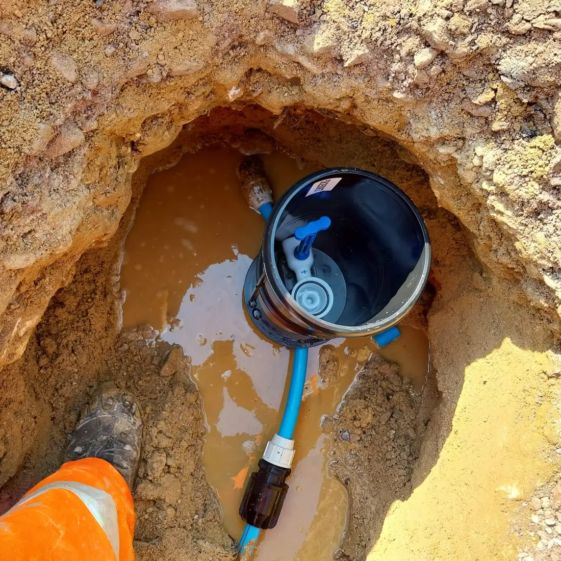 Underground water meter chamber accessed during a Cascade Water Services consumption investigation